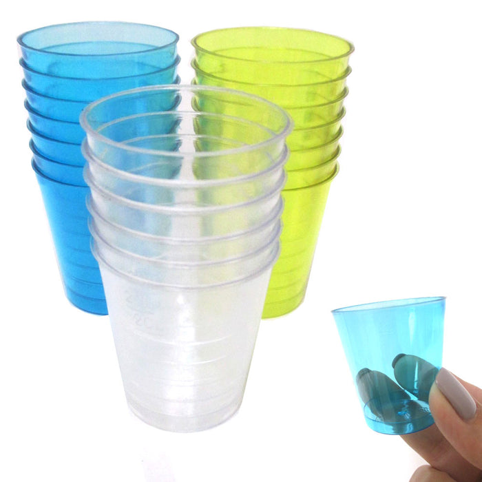 60 Shot Glasses Hard Plastic Colors 1 Oz Mini Wine Glass Party Cups Catering Bar