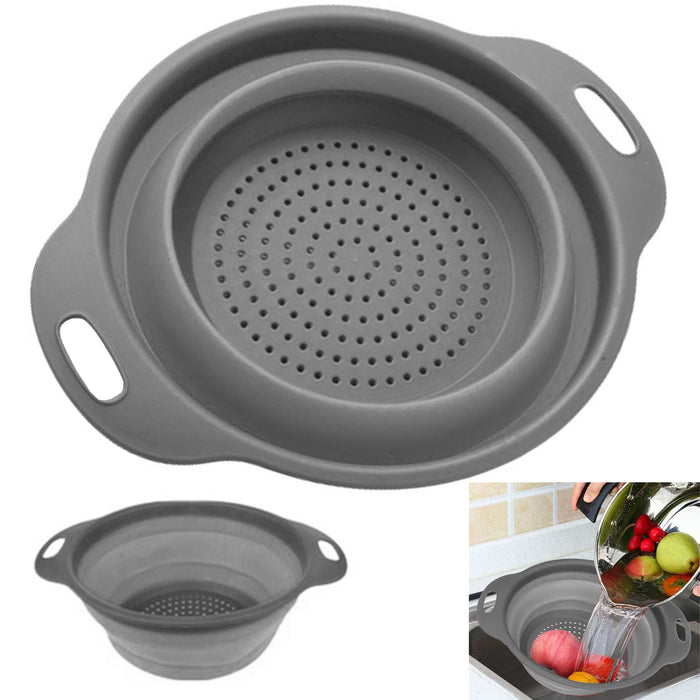 2 X Silicone Collapsible Bowl Strainer Colander Foldable Drainer 11.8" Kitchen