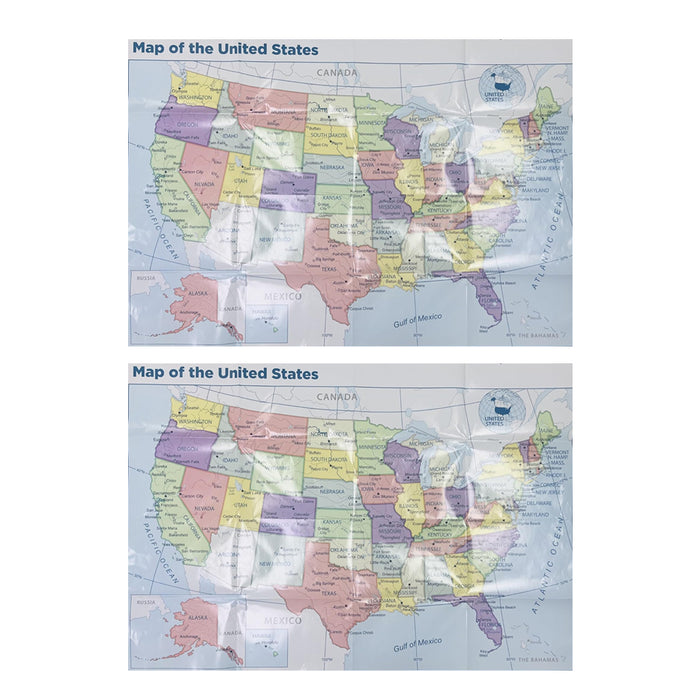 2Pc USA Wall Map United States Poster Home Classroom Kids 39.5x27.5 inch School