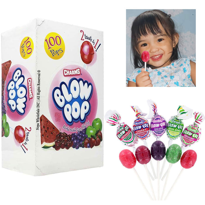 100 Charms Blow Pop Lollipops Candy Sucker Assorted Fruit Flavor Bulk Bag Filler
