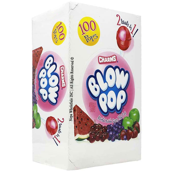 100 Charms Blow Pop Lollipops Candy Sucker Assorted Fruit Flavor Bulk Bag Filler