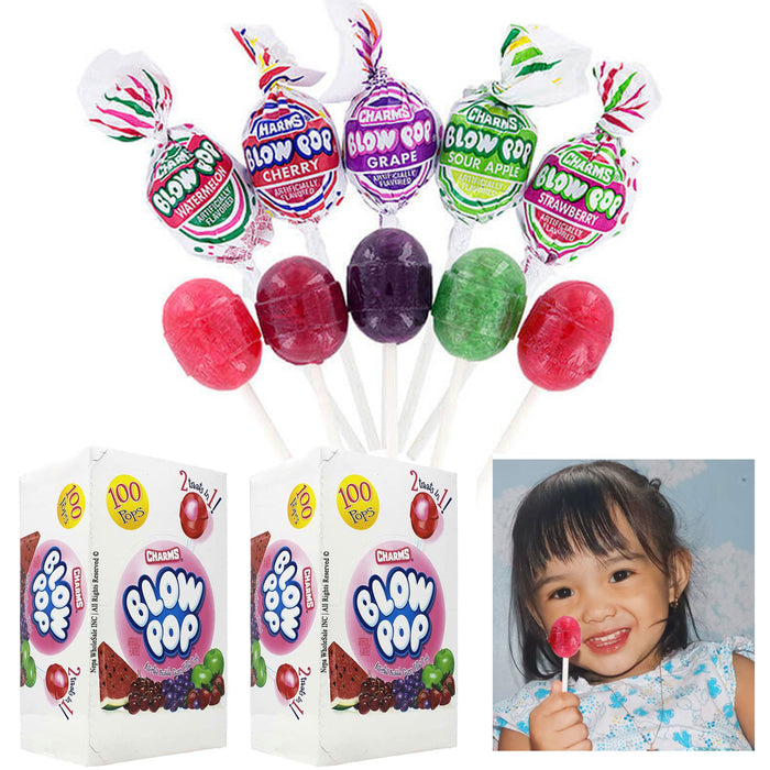 200 Charms Bubble Gum Blow Pop Lollipop Candy Sucker Fruit Flavor Wholesale Bulk