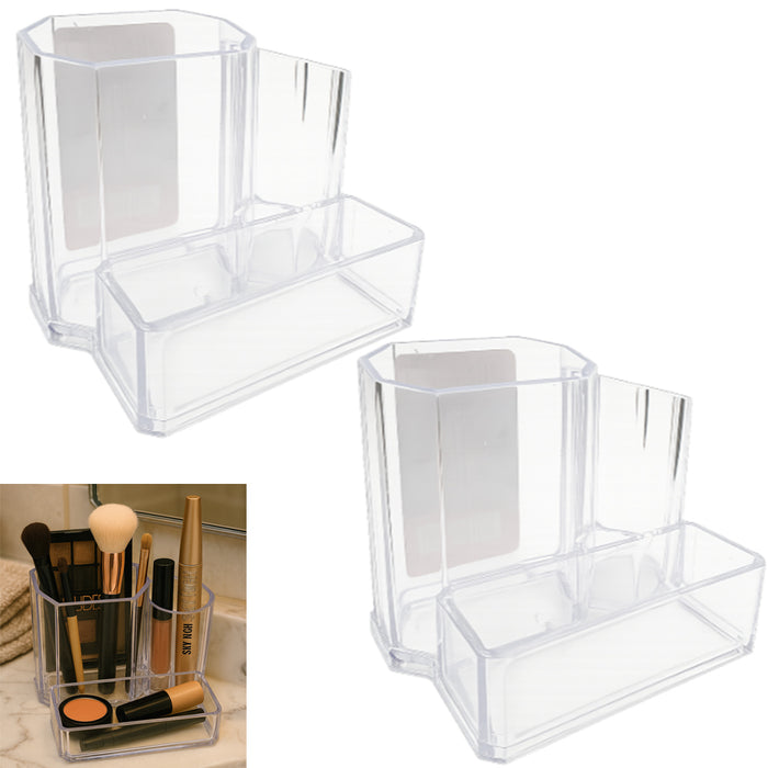 2pk Acrylic Makeup Brush Organizer Lipstick Holder Clear Brush Storage Cup Bath