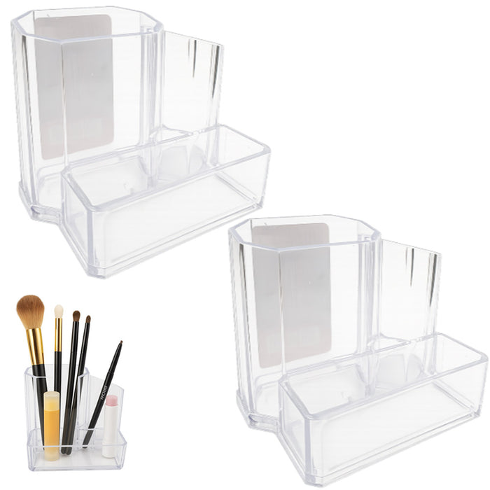 2pk Acrylic Makeup Brush Organizer Lipstick Holder Clear Brush Storage Cup Bath