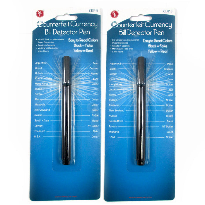 2 Money Detector Pen Counterfeit Bill Tester Marker Detection Fake Currency Note