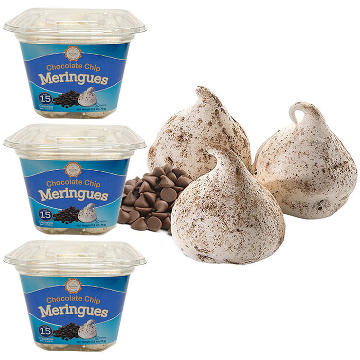 3Pk Low Calorie Chocolate Chip Cookie Meringue Snack Gluten Fat Free Sweet 2.5oz
