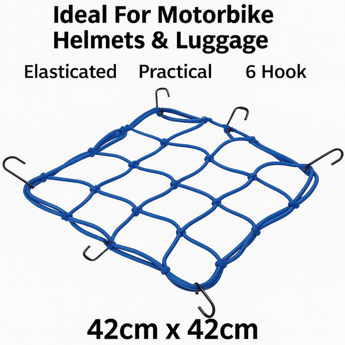 1 Motorbike Elastic Luggage Net with 6 Hook Heavy Duty Bungee Cargo Mesh 42x42cm