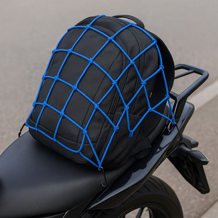 1 Motorbike Elastic Luggage Net with 6 Hook Heavy Duty Bungee Cargo Mesh 42x42cm