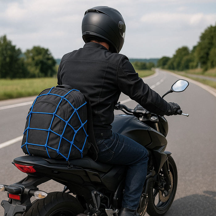 1 Motorbike Elastic Luggage Net with 6 Hook Heavy Duty Bungee Cargo Mesh 42x42cm