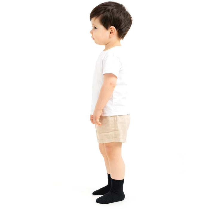 3 Pair Unisex Kid Toddlers Crew Socks Stretch Casual Dress Boys Girl 2T 3T Black