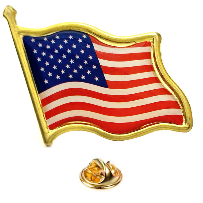 2pc American Flag Lapel Pin Hat Tie Tack Badge Pinback Vote Gold