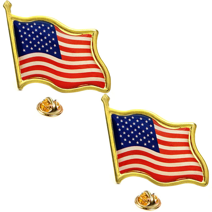 2pc American Flag Lapel Pin Hat Tie Tack Badge Pinback Vote Gold