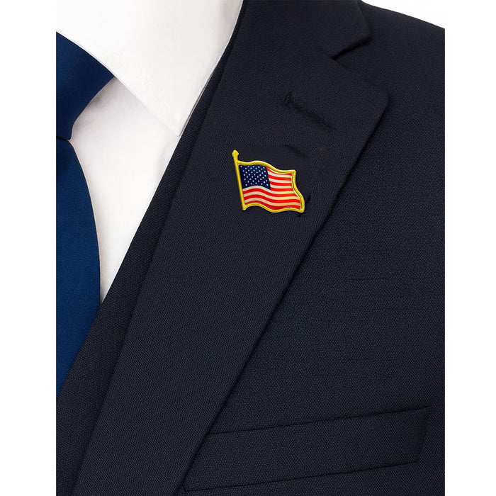 2pc American Flag Lapel Pin Hat Tie Tack Badge Pinback Vote Gold