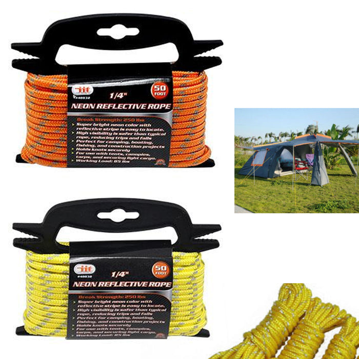 Paracord Survival Rope Bracelet Kit 50 Feet Outdoor Camping Neon Reflective Cord