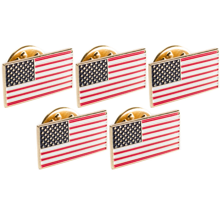 5 X Gold American Flag Lapel Pin USA Pinback Tack United States Patriotic Brooch