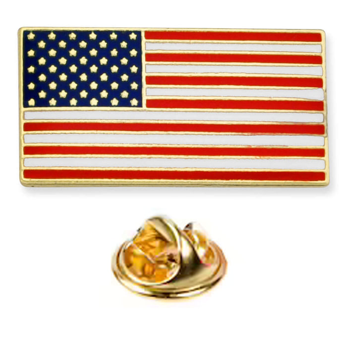 10 American Flag Lapel Pin Gold USA Pinback Tack United States Brooch Patriotic