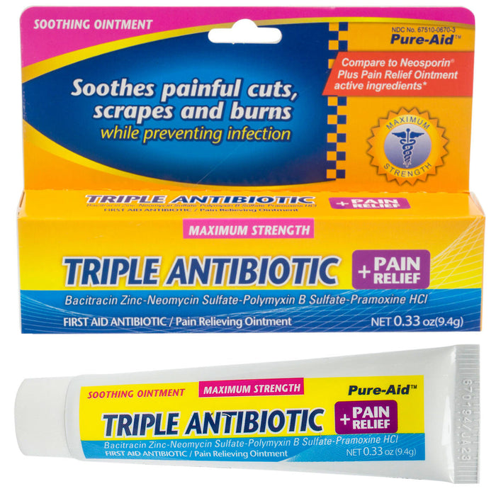 2 Triple Antibiotic Ointment Pain Relief Cream Bacitracin Zinc Maximum Strength
