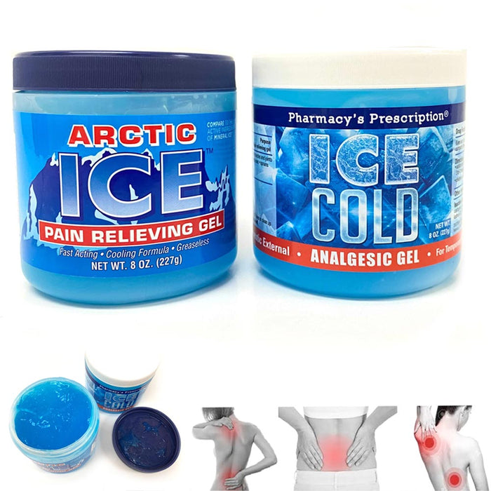 2 Jars Ice Topical Analgesic Pain Reliving Gel Menthol Muscle Rub 8oz ea Relief