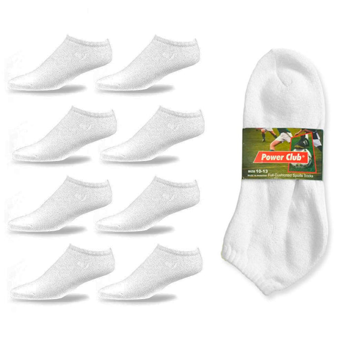 4 Pair Men Cushioned Sport Socks No Show Crew Athletic Basketball Size 10-13 WHT