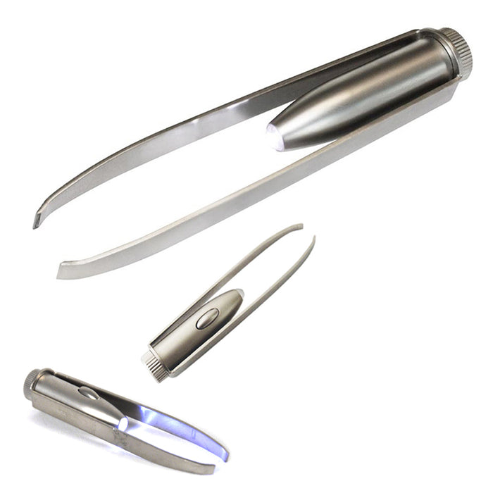 1 Pc Tweezer Stainless Steel Make Up Eyelash Eyebrow Hair Removal With LED Light