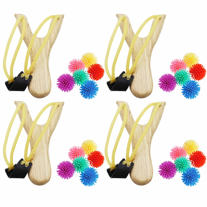 4 Classic Sling Shot High Velocity Wooden Toy Catapult Slingshot Gift Kids Party