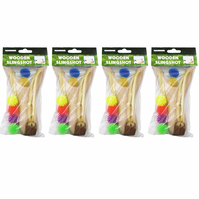 4 Classic Sling Shot High Velocity Wooden Toy Catapult Slingshot Gift Kids Party