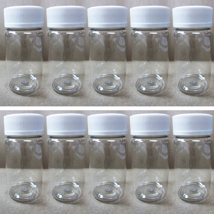10 Empty Plastic Pill Bottles Cap Medicine Container Vitamin Capsule Case Holder