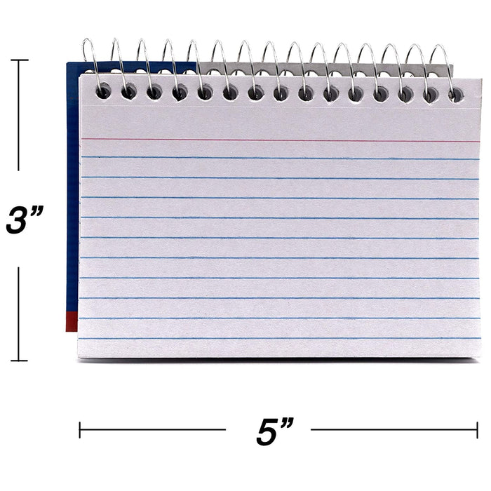 6pc Ruled Index Cards White 3" X 5" 50 Sheets Paper Spiral Bound Office School