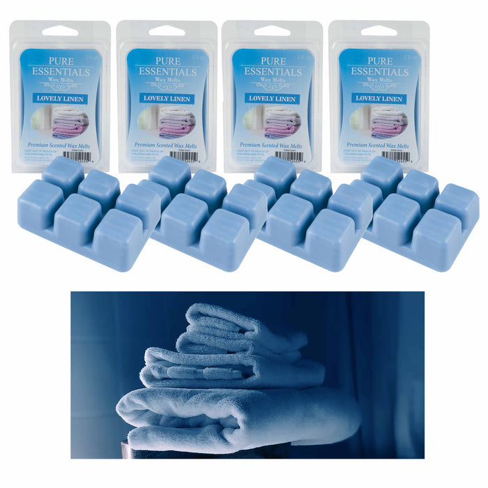 4PK Wax Melts 24 Snap Bars Fresh Linen Highly Scent Fragrance Candle Cube Warmer