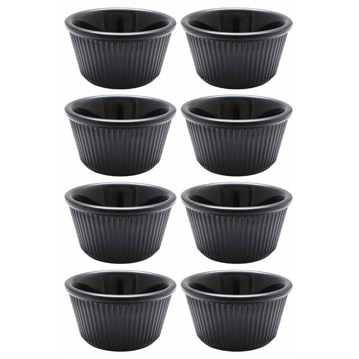 8 Black Mini Ramekins Condiment Saucers Melamine BPA Free Bowl Souffle Dish Cups