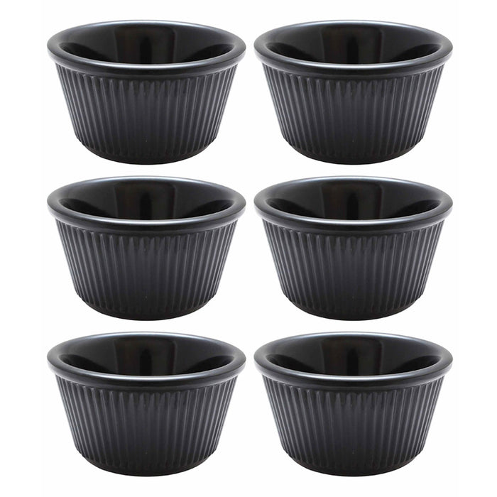 6 Mini Ramekins Black Melamine Condiment Bowl Souffle Dish Saucer Cups BPA Free