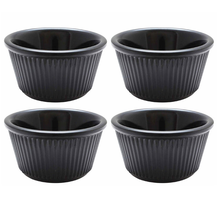 4 Pc Black Melamine Ramekins Mini Bowl Souffle Dish Saucer Dessert Cups BPA Free