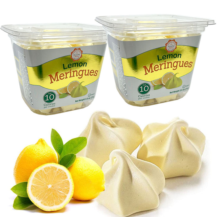 2 Pk Meringues Cookies Lemon Flavor Gluten Nut Fat Free 80 Calories Snack Sweets