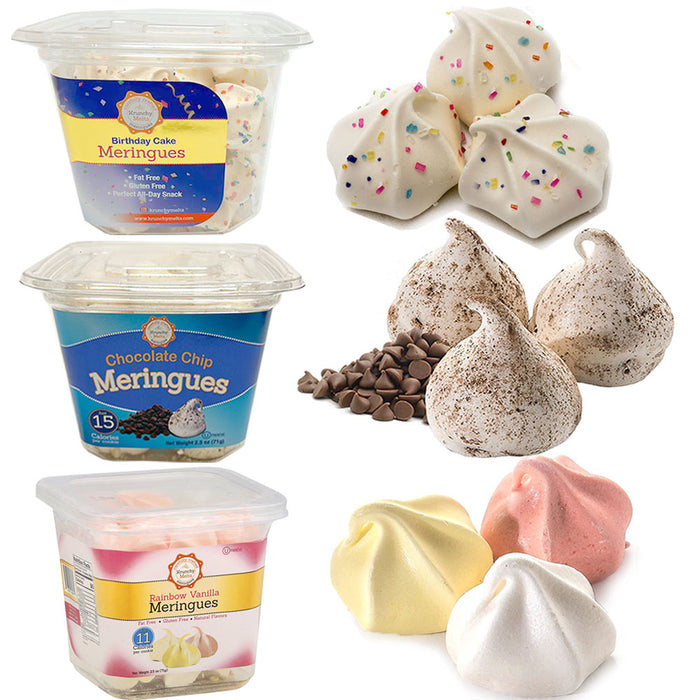 3 Pack Meringue Cookies Birthday Cake Chocolate Chip Vanilla Gluten Free 2.5oz