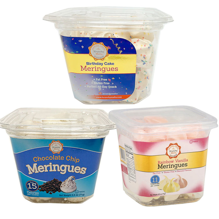 3 Pack Meringue Cookies Birthday Cake Chocolate Chip Vanilla Gluten Free 2.5oz