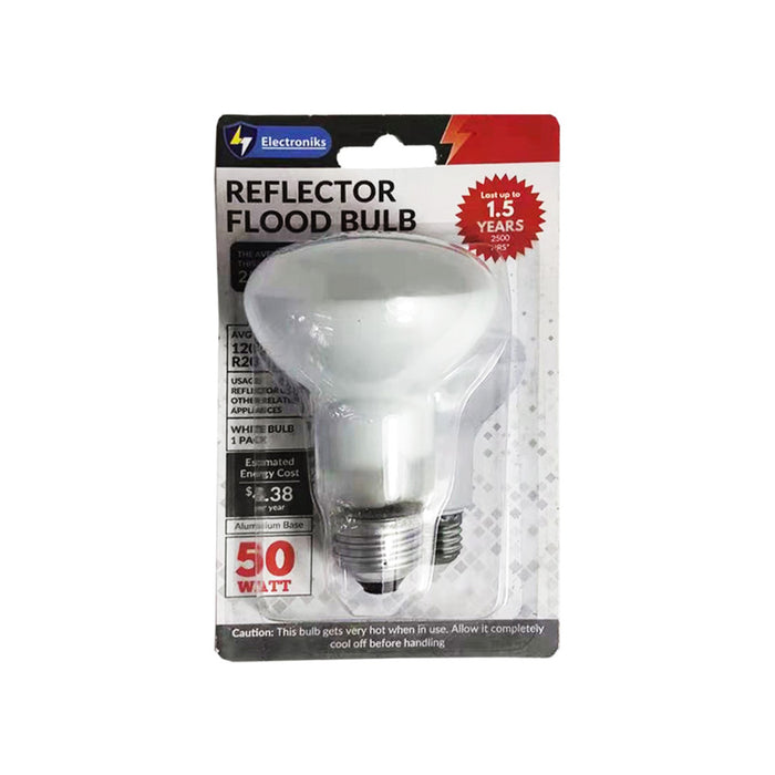 2 White Reflector Flood Light Bulb R20 50w 120v Replacement Lighting Lamp 2500hr
