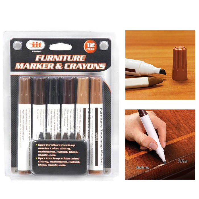 12 Pc Furniture Marker Crayons Repair Kit Wood Touch Up Scratch Filler Remover