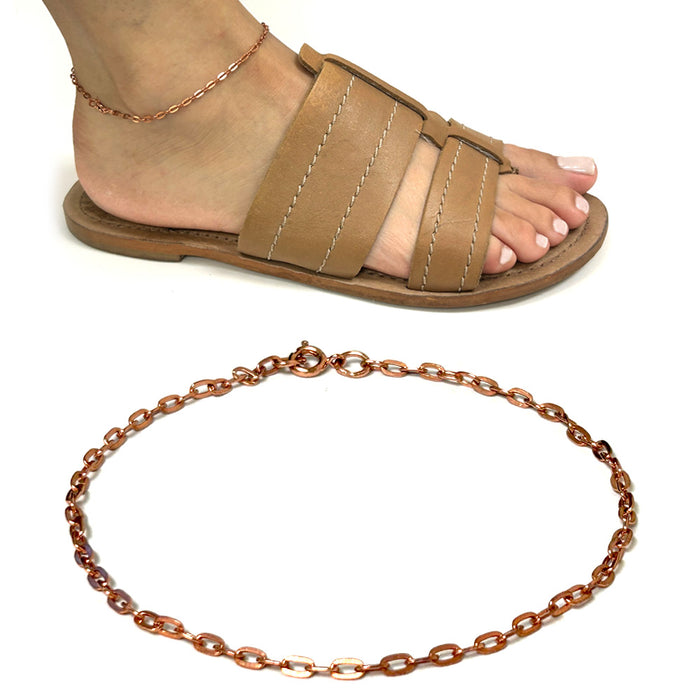 1 Pure Copper Anklet Ankle 7.75"  Bracelet Dainty Chain Link Jewelry Arthritis Relief