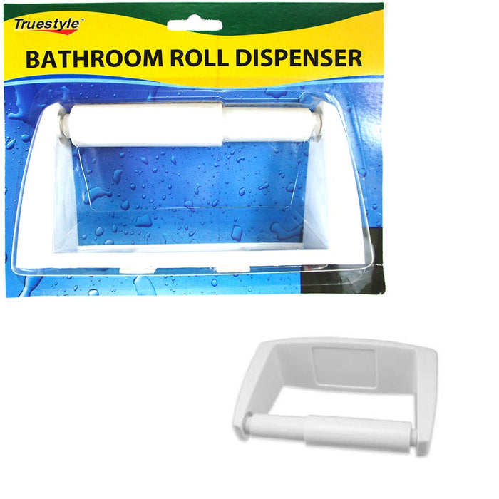 Plastic Toilet Paper Roll Holder Tissue Bathroom Dispenser Wall Mounted Hook Wht