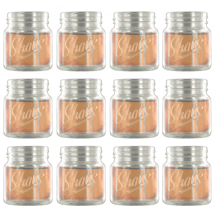 12 Pack Jar Shot Glasses Mini Mason Design 3oz Whiskey Moonshine Party Bar Drink