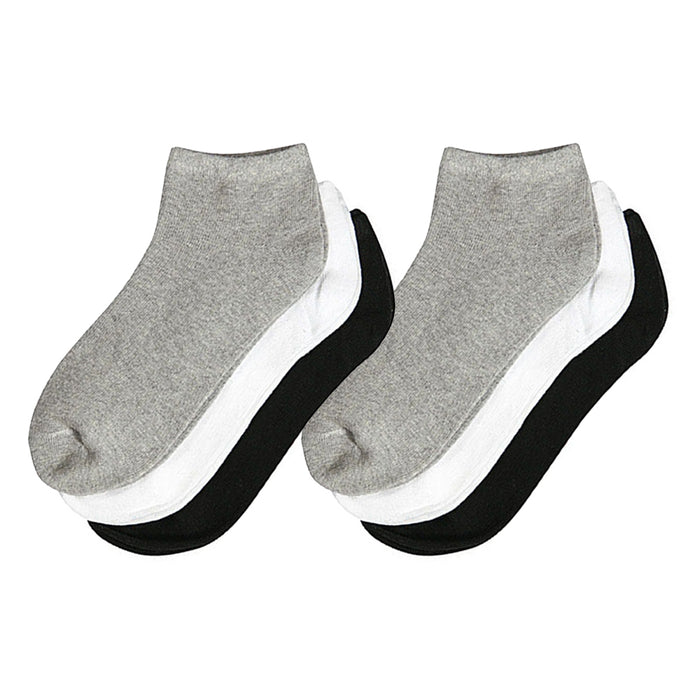 6Pair Women Ankle Socks Low Cut Comfort Fit Crew Size 6-8 Sport Black White Grey