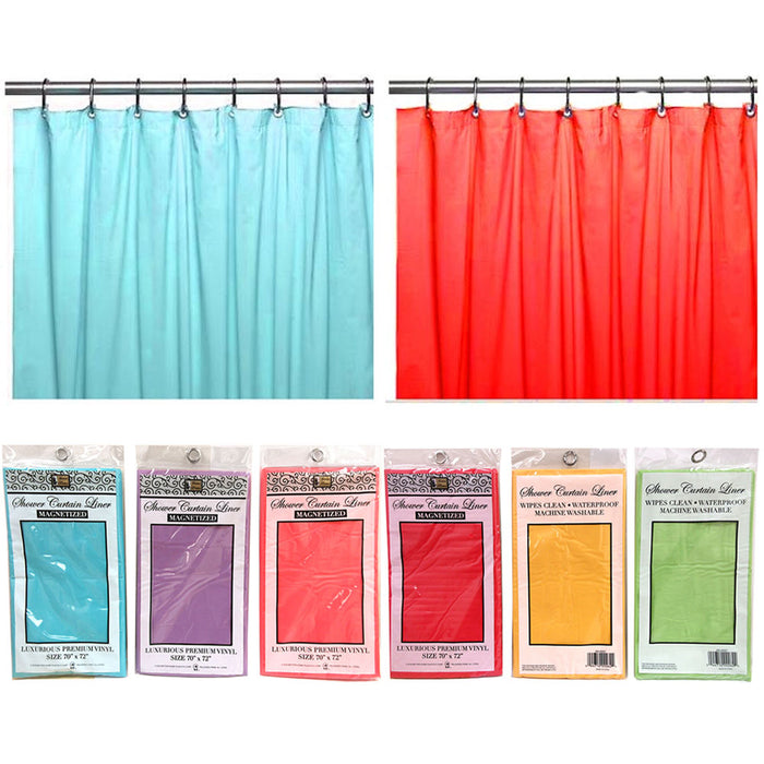 2 Magnetic Shower Curtain Liner Water Resistant 100% Vinyl Premium Colors 70x72