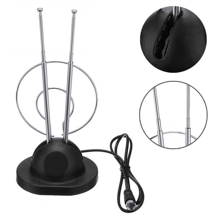 Trisonic Rabbit Ear Digital Ready TV Antenna HDTV VHF UHF with Coax Cable