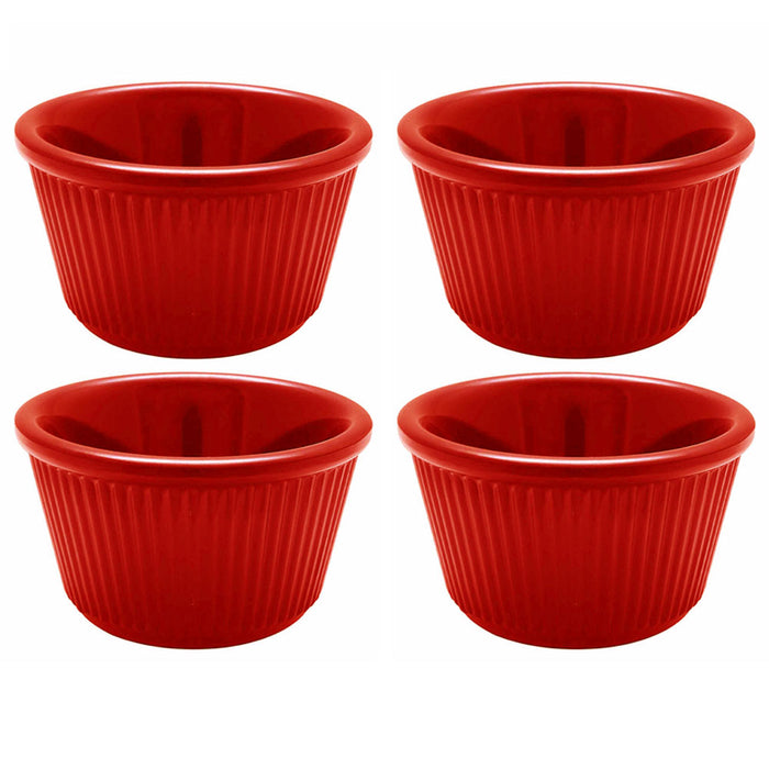 4 Pc Red Melamine Ramekins Mini Bowl Souffle Dish Saucer Dessert Cups BPA Free