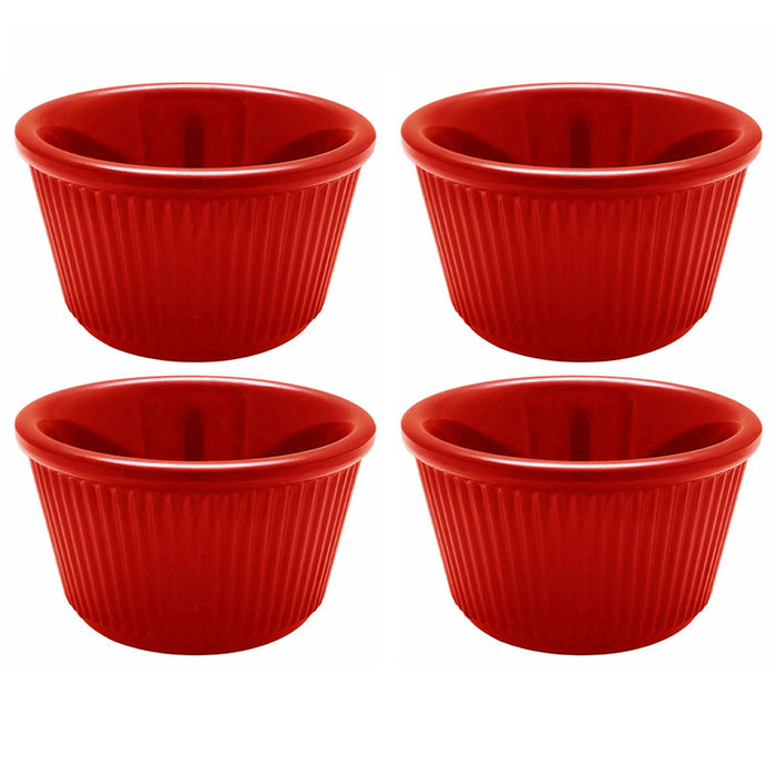 4 Pc Red Melamine Ramekins Mini Bowl Souffle Dish Saucer Dessert Cups BPA Free