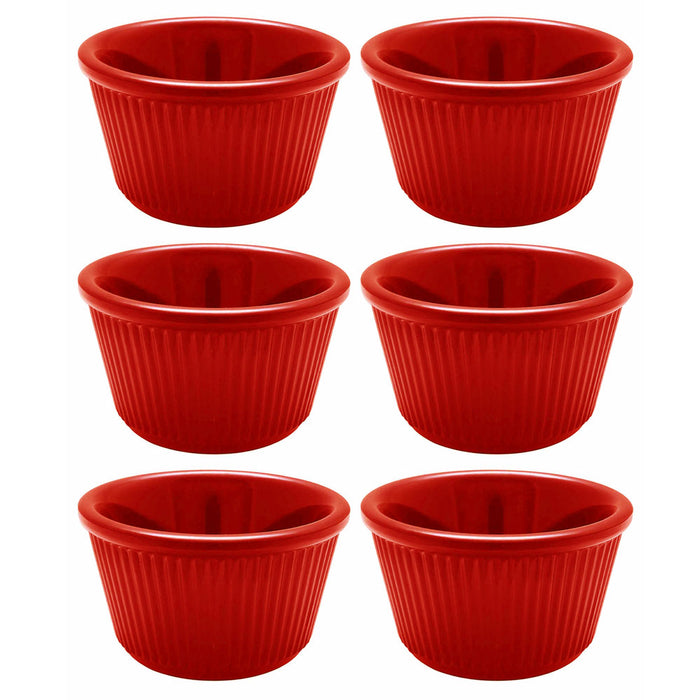 6 Mini Ramekins Red Melamine Condiment Bowl Souffle Dish Saucer Cups BPA Free