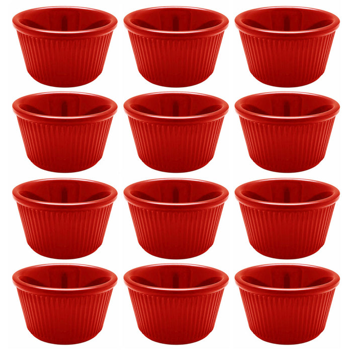 12 Pc Ramekins Red Mini Melamine Condiment Dip Cups Bowl BPA Free Dish Saucer