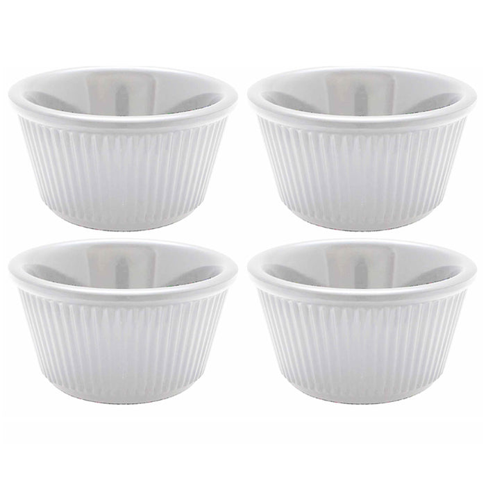 4 Pc White Melamine Ramekins Mini Bowl Souffle Dish Saucer Dessert Cups BPA Free