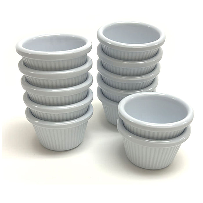 8 White Mini Ramekins Condiment Saucers Melamine BPA Free Bowl Souffle Dish Cups