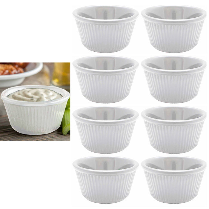8 White Mini Ramekins Condiment Saucers Melamine BPA Free Bowl Souffle Dish Cups